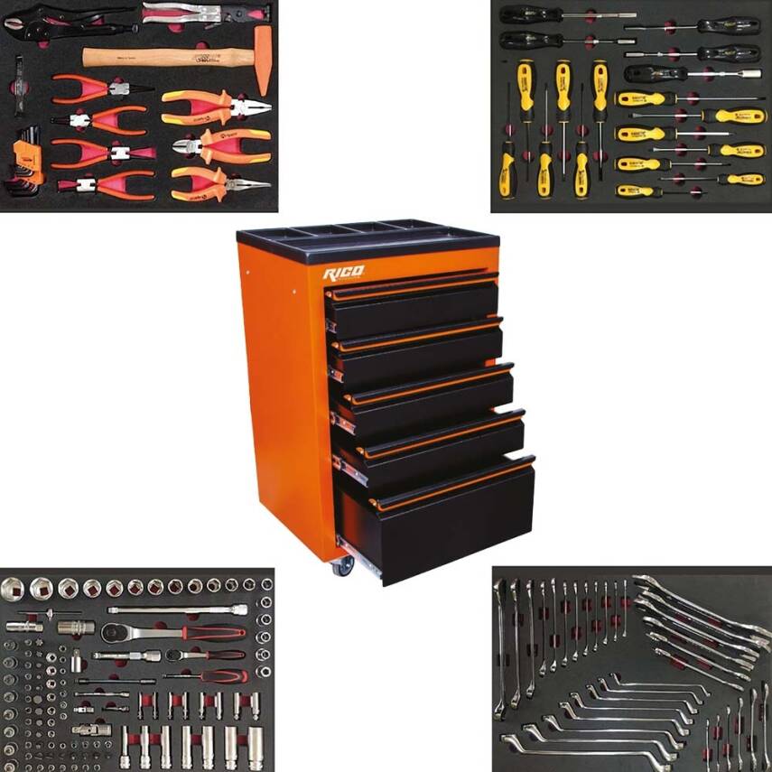 Rico Dolu Takım Arabası 185 Parça 5 Çekmeceli Kilitli TA0016 - 1
